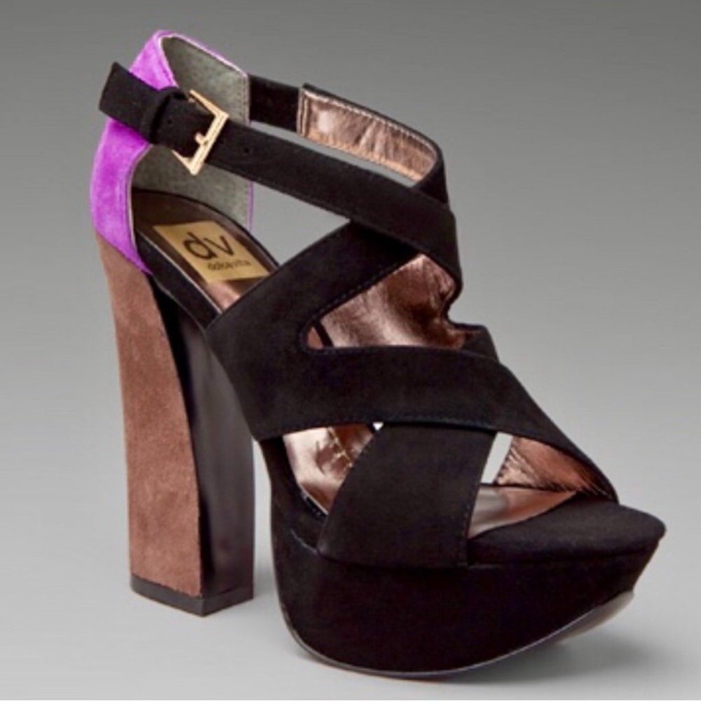 DV by Dolce Vita Black Suede Platform Heels – Size 9